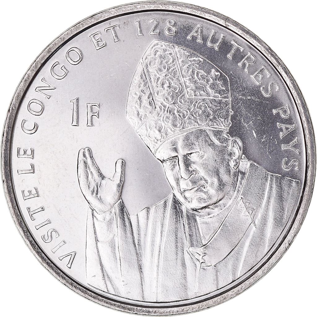Democratic Republic of the Congo | 1 Franc Coin | Pope John Paul II | Km:159 | 2004
