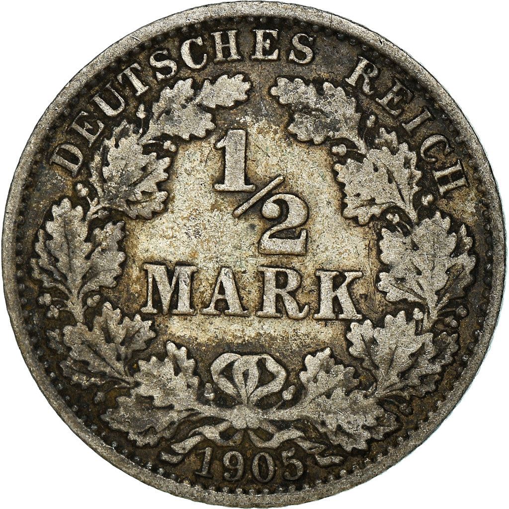 German Empire 1/2 Mark Coin | Deutsches Reich | Wilhelm II | Type 2 | KM17 | 1905 - 1919