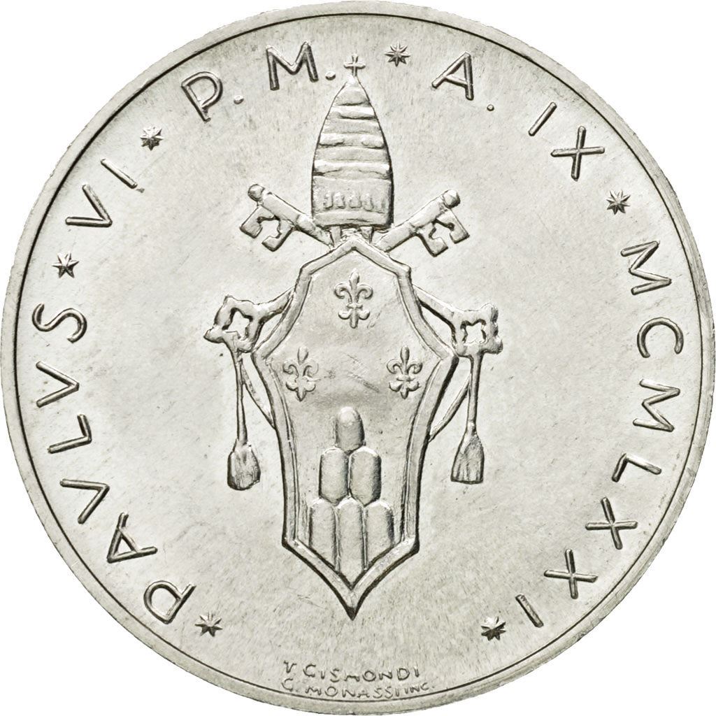 Vatican City | 10 Lire Coin | Paul VI | Km:119 | 1970 - 1977