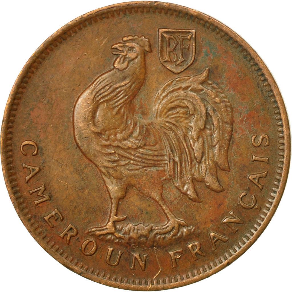 French Cameroon | 1 Franc Coin | Rooster | Lorraine Cross | Km:5 | 1943