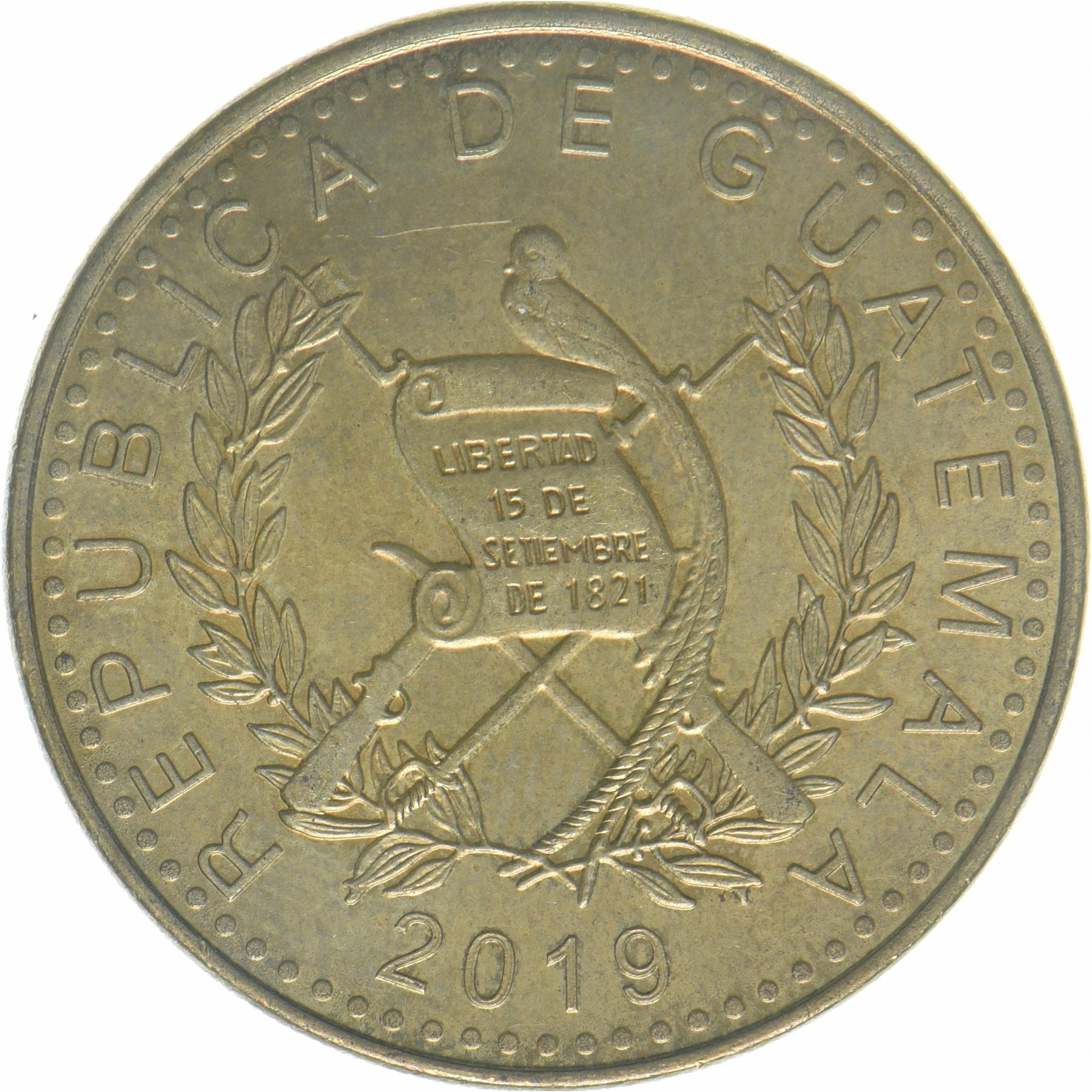 Guatemala | 1 Quetzal Coin | Stylized peace dove | KM:284a | 2013 - 2023