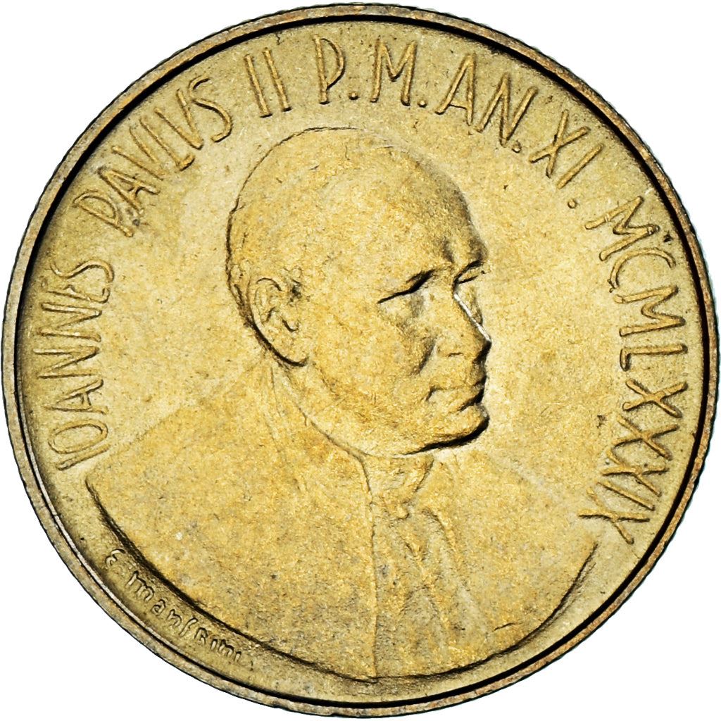 Vatikanstaten | 200 Lire mynt | Johannes Paul II | Km:217 | 1989