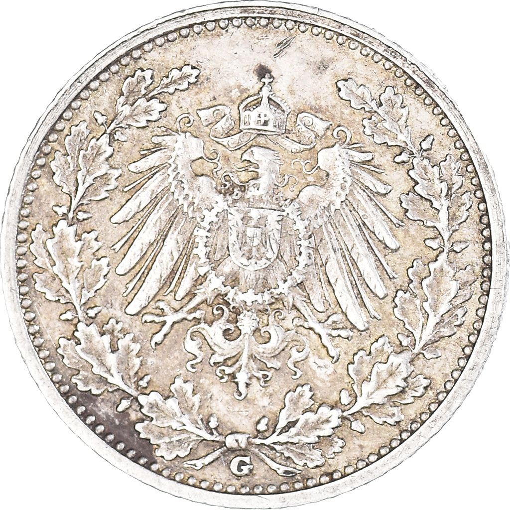 German Empire 1/2 Mark Coin | Deutsches Reich | Wilhelm II | Type 2 | KM17 | 1905 - 1919