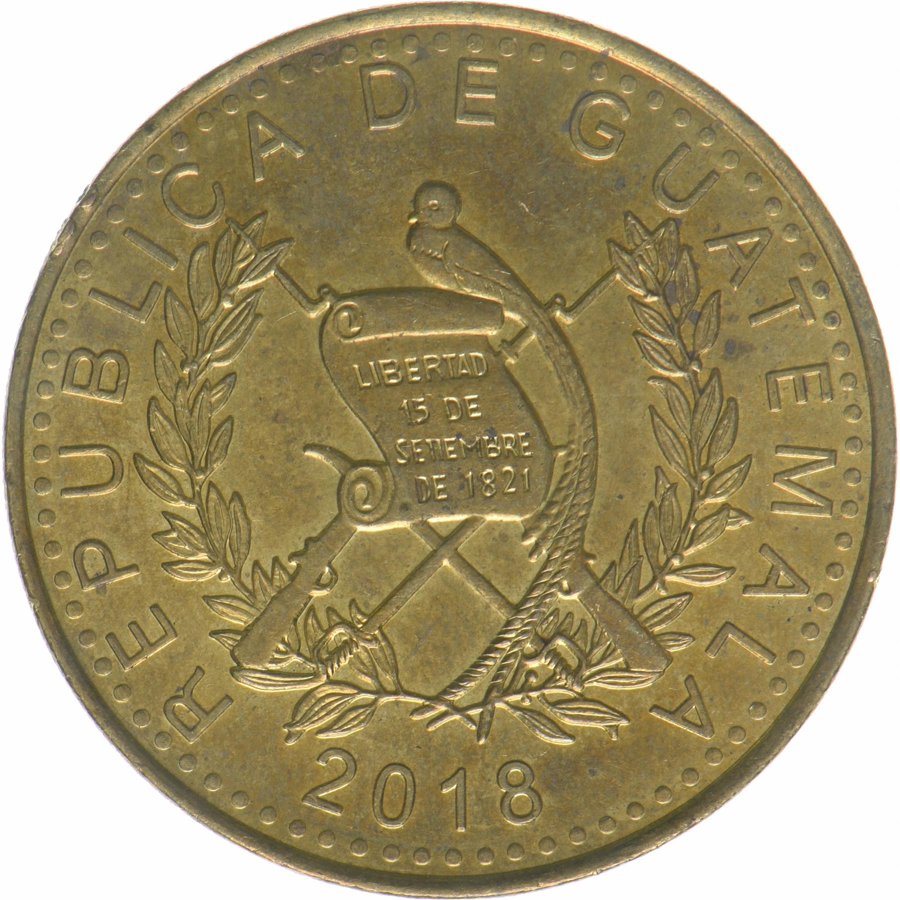 Guatemala | 1 Quetzal Coin | Stylized peace dove | KM:284a | 2013 - 2023