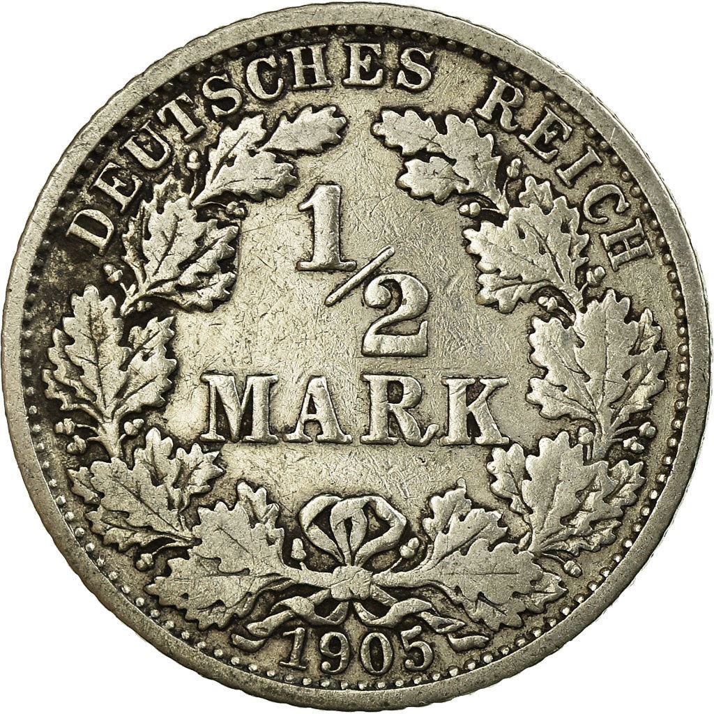 German Empire 1/2 Mark Coin | Deutsches Reich | Wilhelm II | Type 2 | KM17 | 1905 - 1919