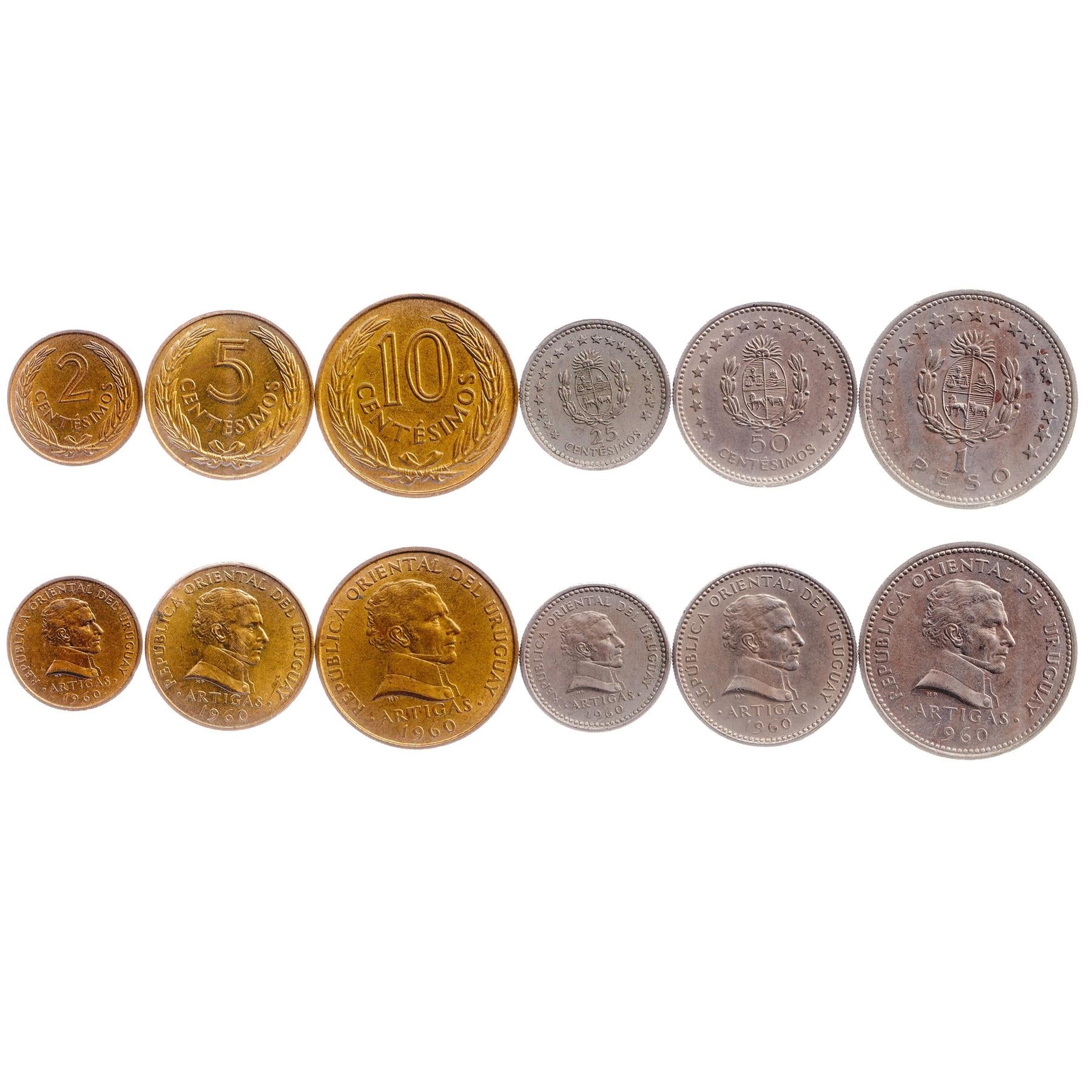 ウルグアイ 6枚硬貨セット 2 5 10 25 50 センテシモ 1 ペソ | ホセ