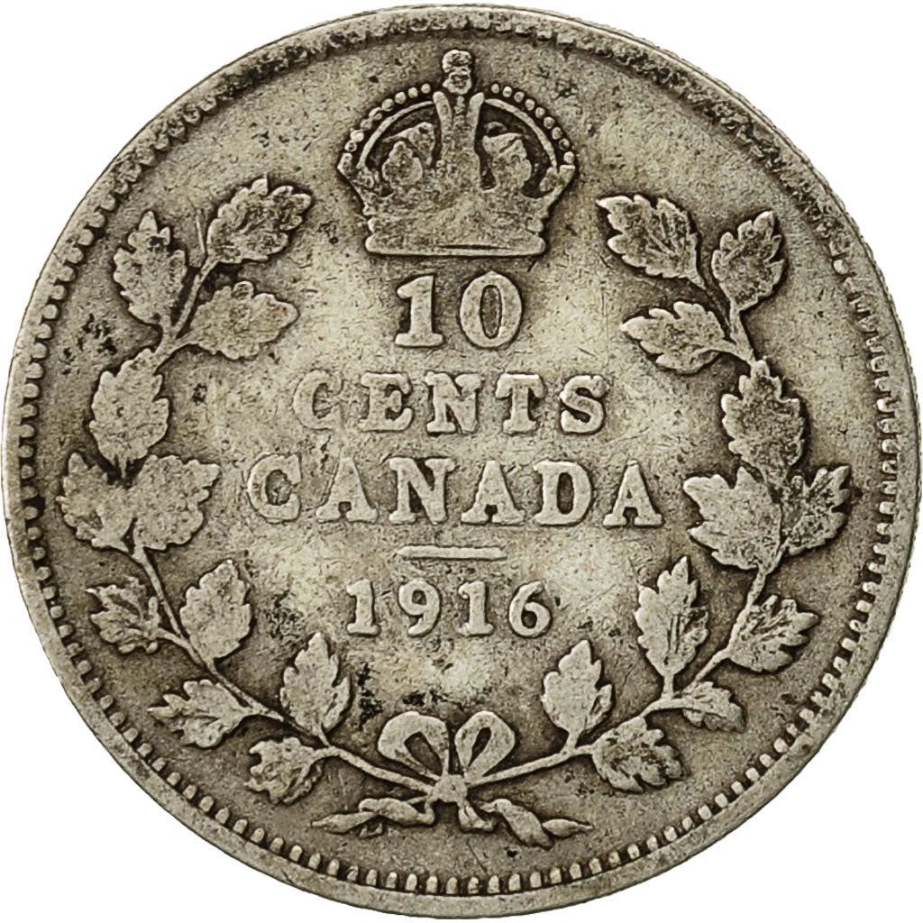 Canada | 10 Cents Coin | Silver | Crown | Wreath | KM:23 | 1912-1919