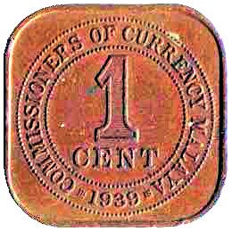 Malaya | 1 Cent Coin | George VI | KM:2 | 1939 - 1941