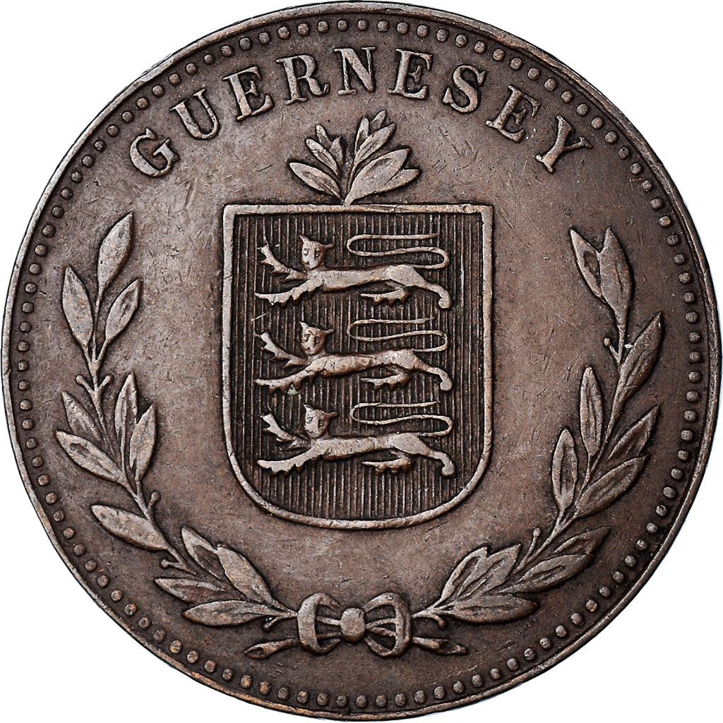 Guernsey 8 Doubles Mynt | Våpenskjold | KM14 | 1914 - 1949