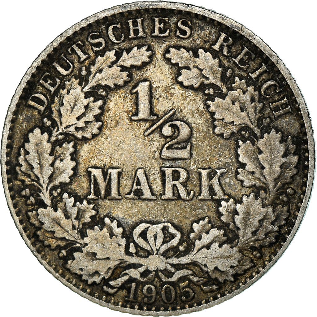 German Empire 1/2 Mark Coin | Deutsches Reich | Wilhelm II | Type 2 | KM17 | 1905 - 1919