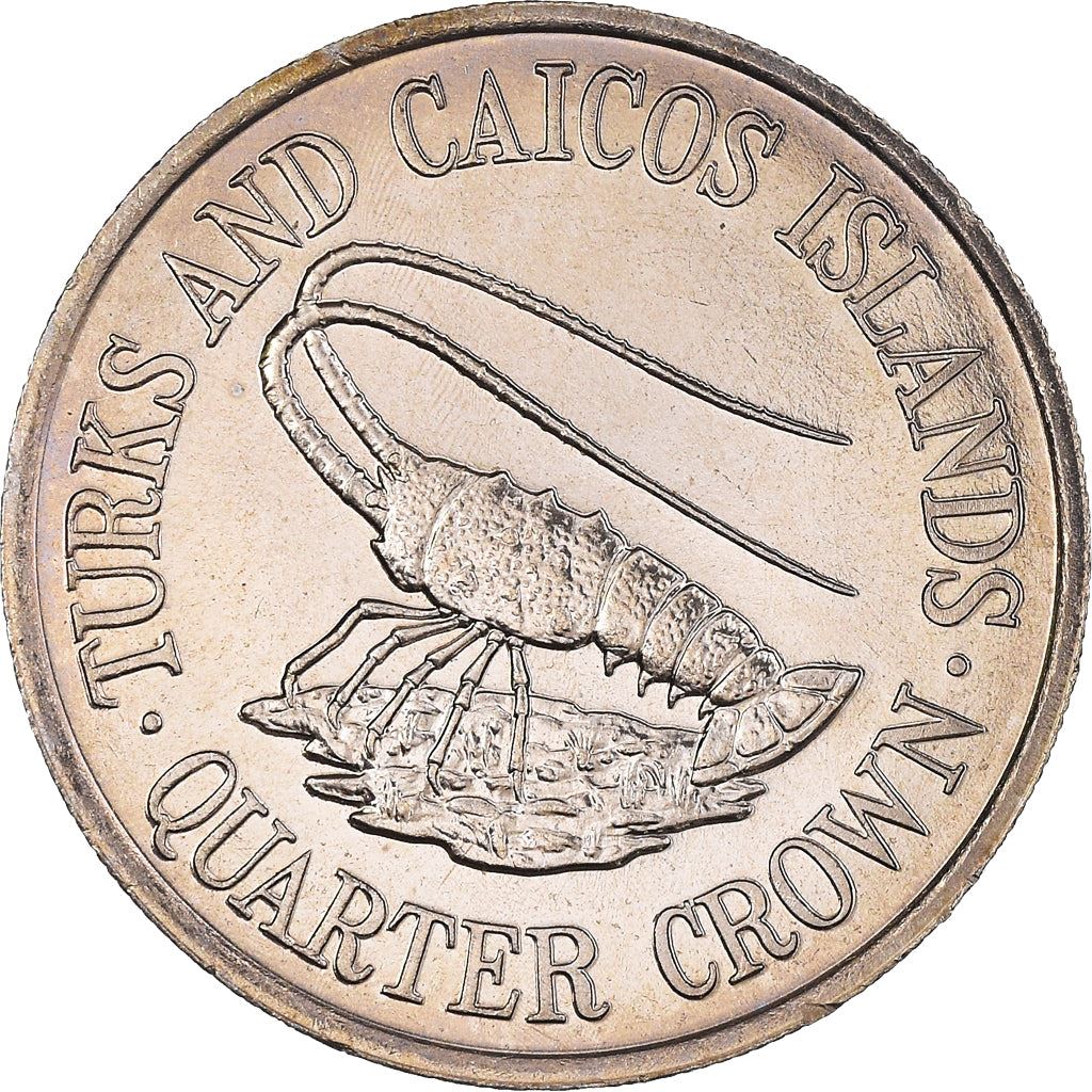 Turks and Caicos Islands | 1/4 Crown Coin | Spiny lobster | Km:51 | 1981