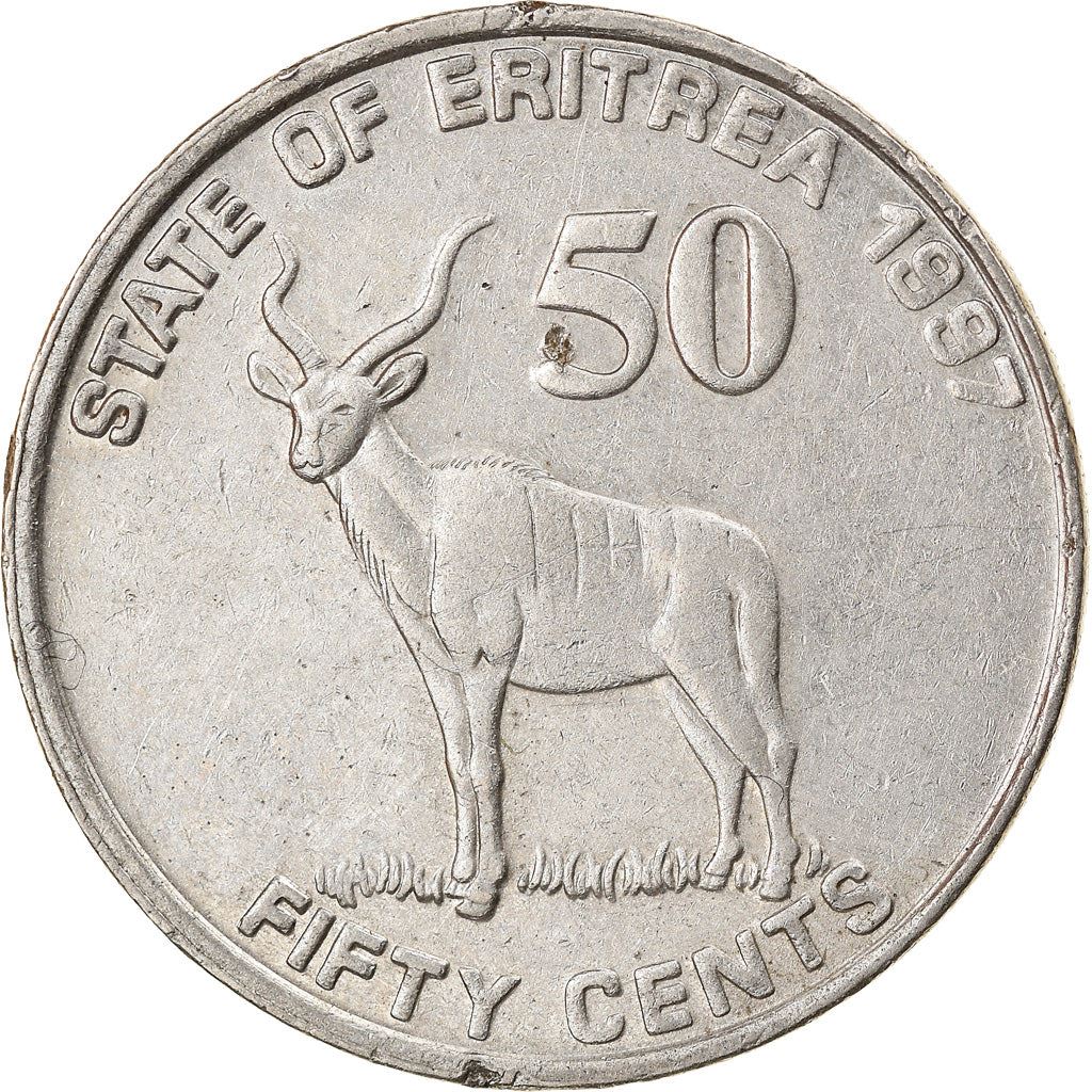Eritrea | 50 cent munt | Grote Koedoe | Soldaten | Vlag | Km:47 | 1997
