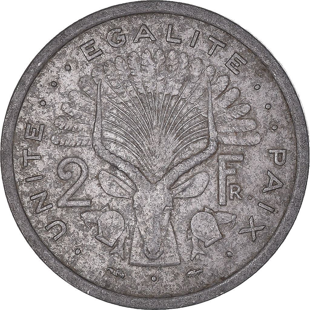 Djibouti | 2 Francs Coin | Knife | Spear | Shield | Waterbuck | Km:21 | 1977 - 1999