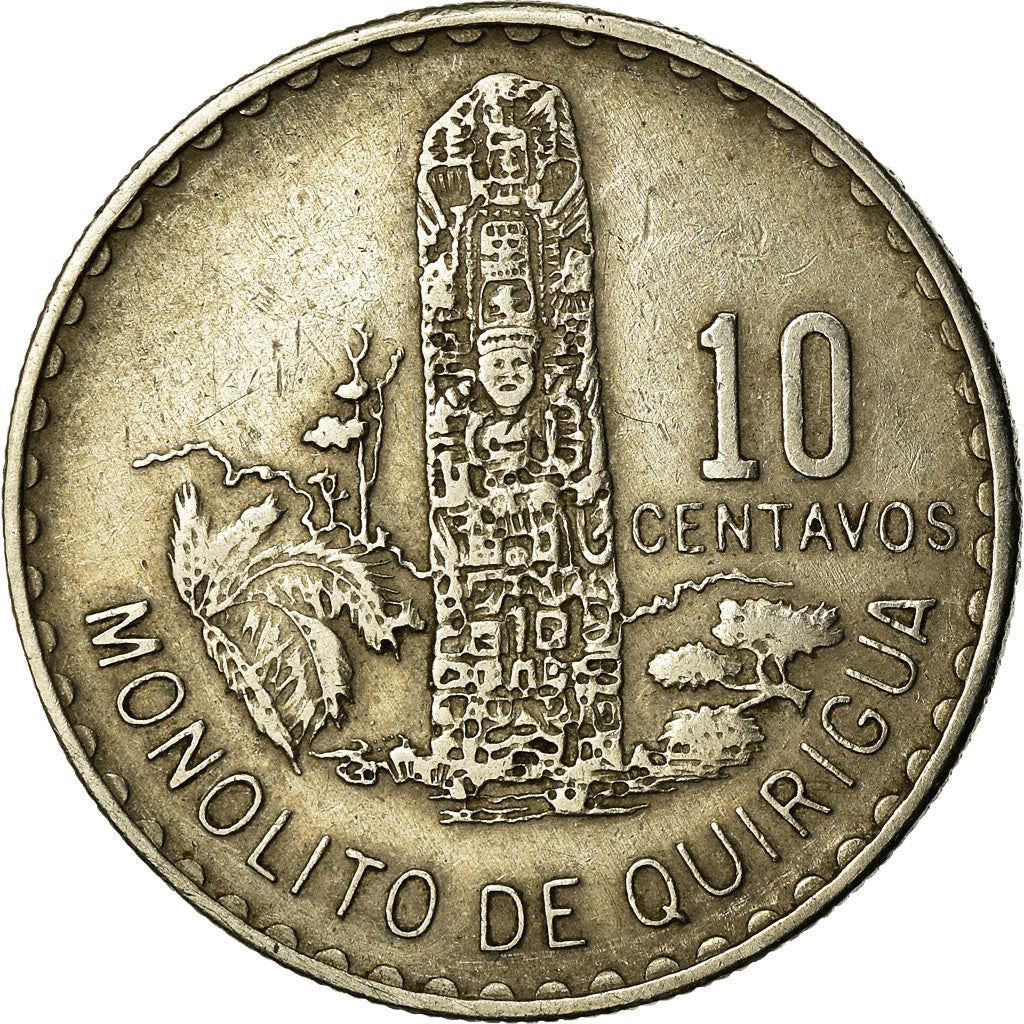 Guatemala | 10 Centavos Coin | Mayan Pillar | Km:274 | 1974 - 1975
