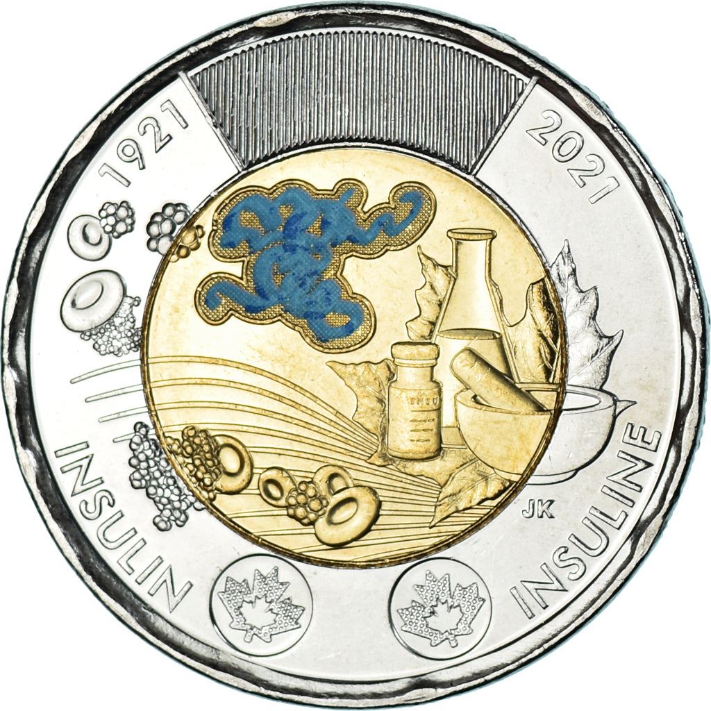 Kanada | 2 dolerių moneta | Insulino atradimas | Dvimetalė | KM:3101 | 2021