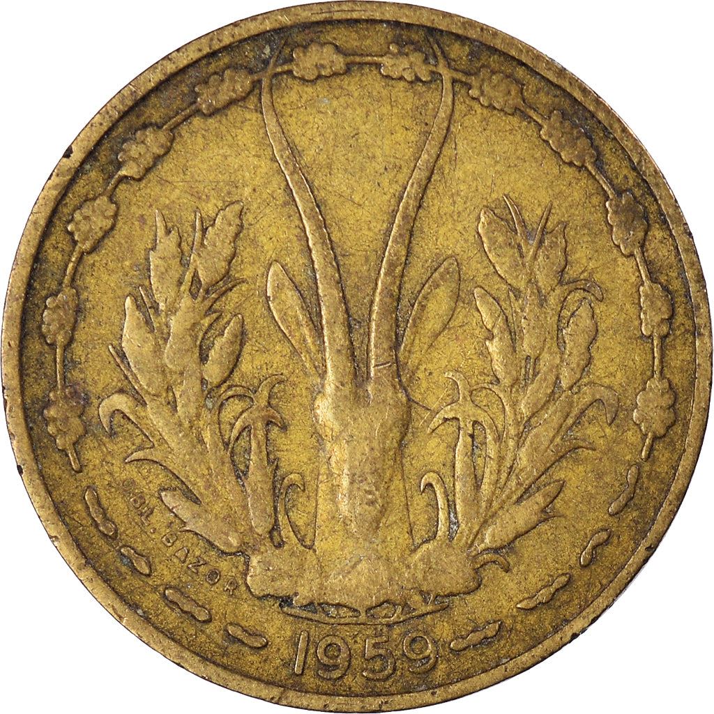 Western African States | 10 Francs Cfa Coin | Emblem of Central Bank | Gazelle | Km:1 | 1959 - 1964