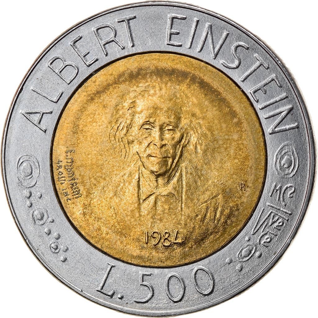 San Marino | 500 Lire Coin | Albert Einstein | Km:167 | 1984
