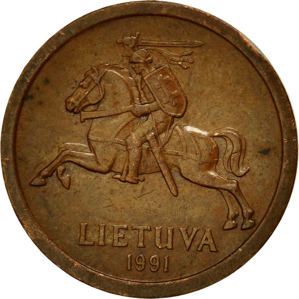 Litauen Mynt Litauiska 10 Centų | Vytis | Riddare | Häst | KM88 | 1991