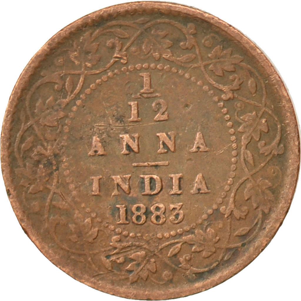 India - British | 1/12 Anna Coin | Queen Victoria | Km:483 | 1877 - 1901