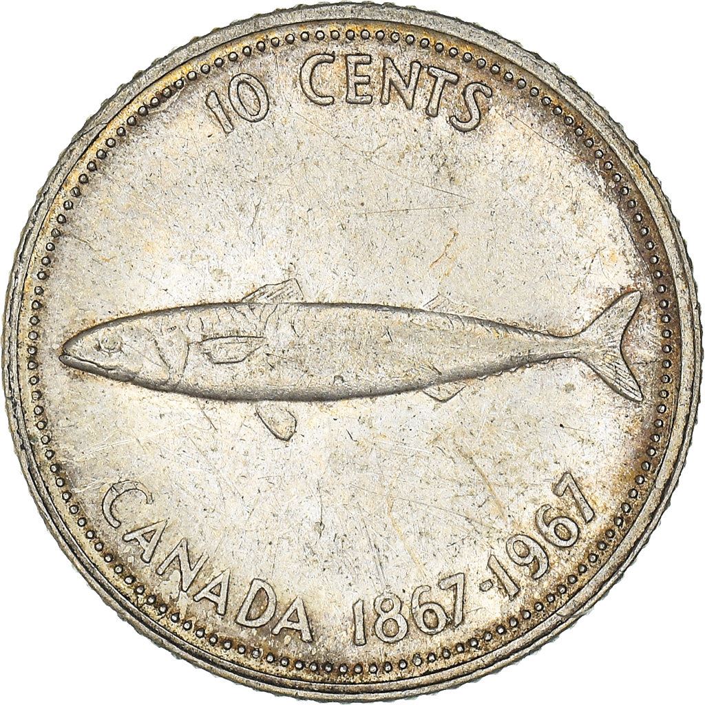 Canada | 10 Cents Coin | Silver | Mackerel | KM:67a | 1967