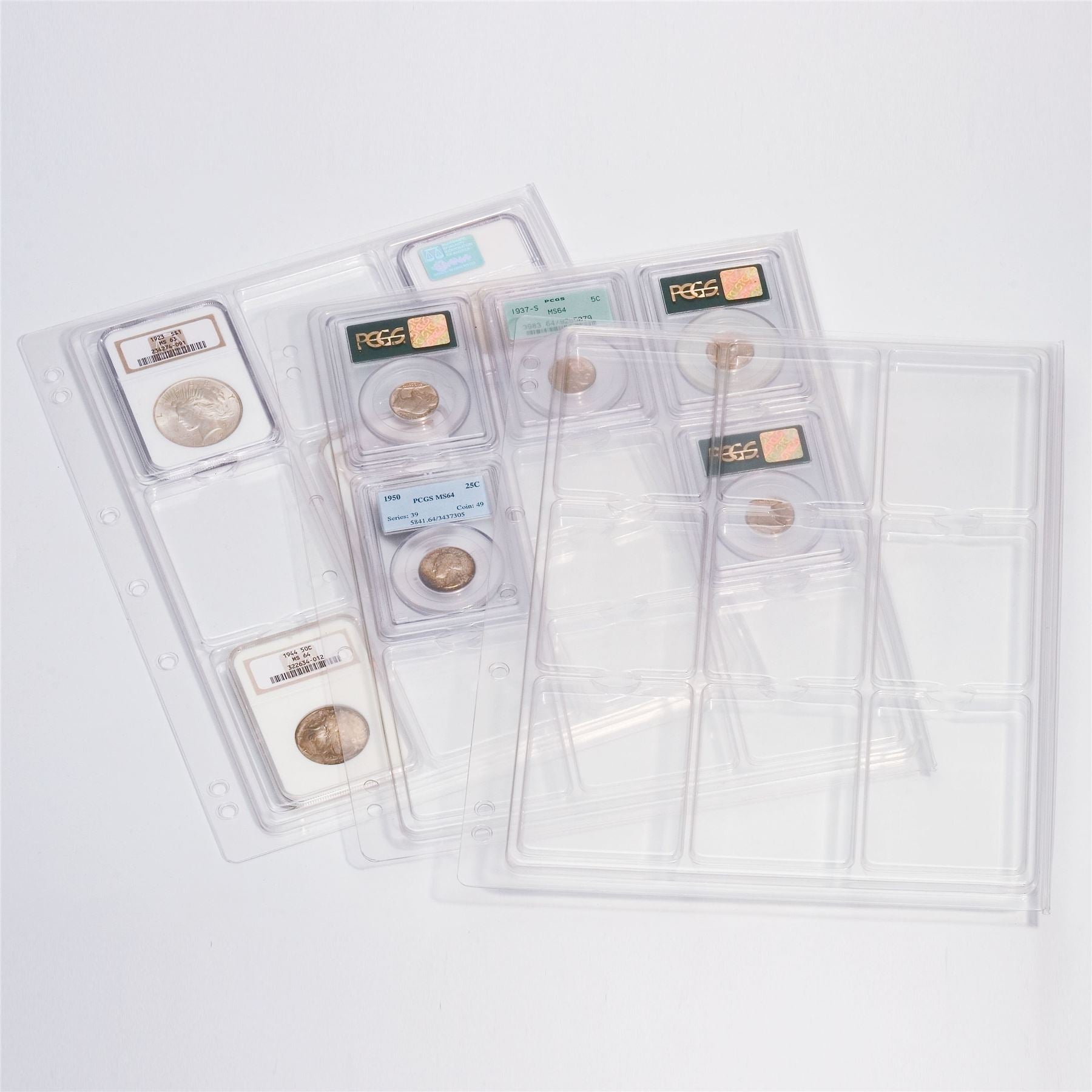 ENCAP Sheets for Ring Binder Coin Albums | Coin Capsule Storage Sheets | Packs of 2 | Different Pocket Configurations