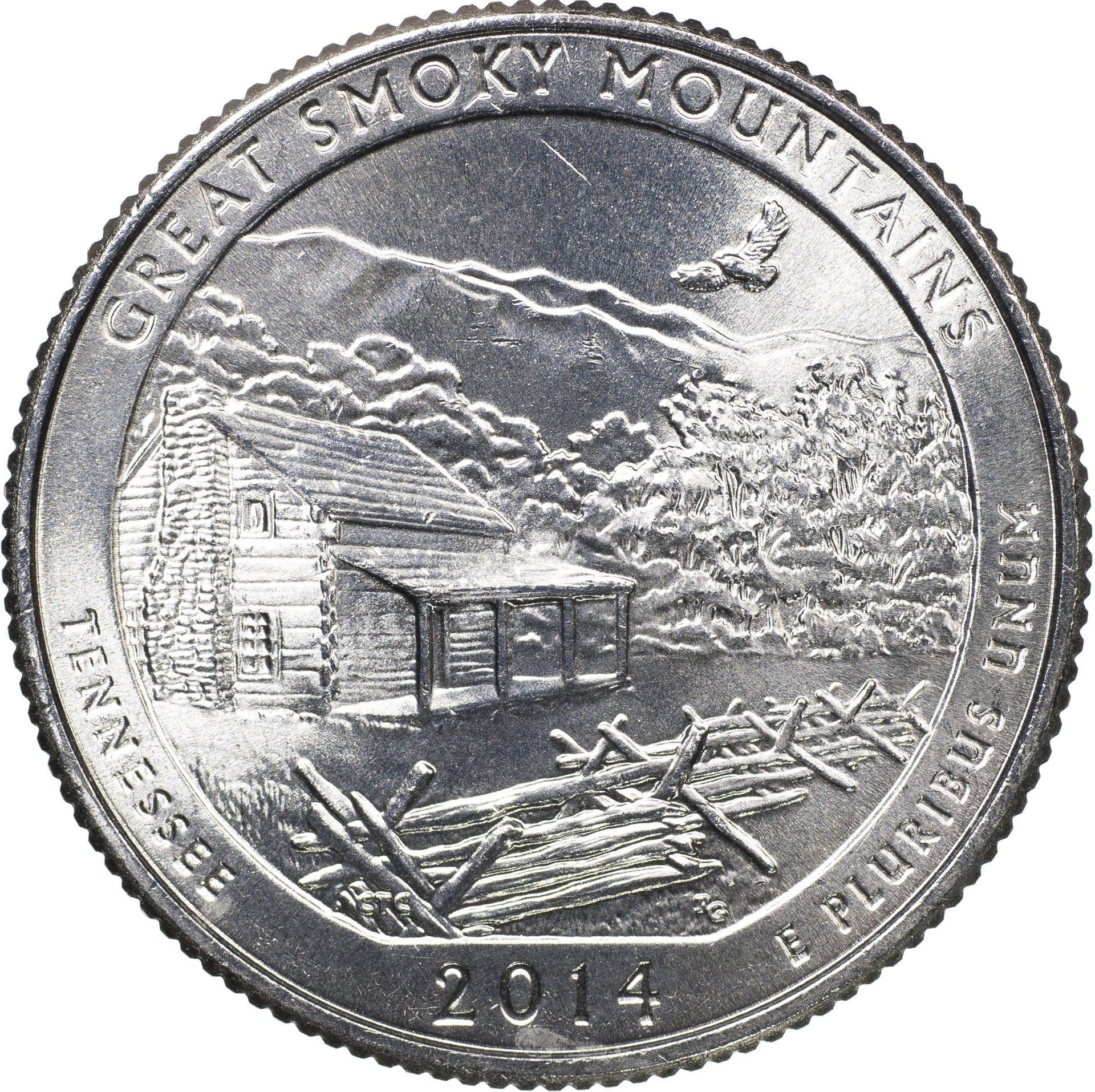 United States | 1/4 Dollar Coin | Great Smoky Mountains | Km:566 | 2014