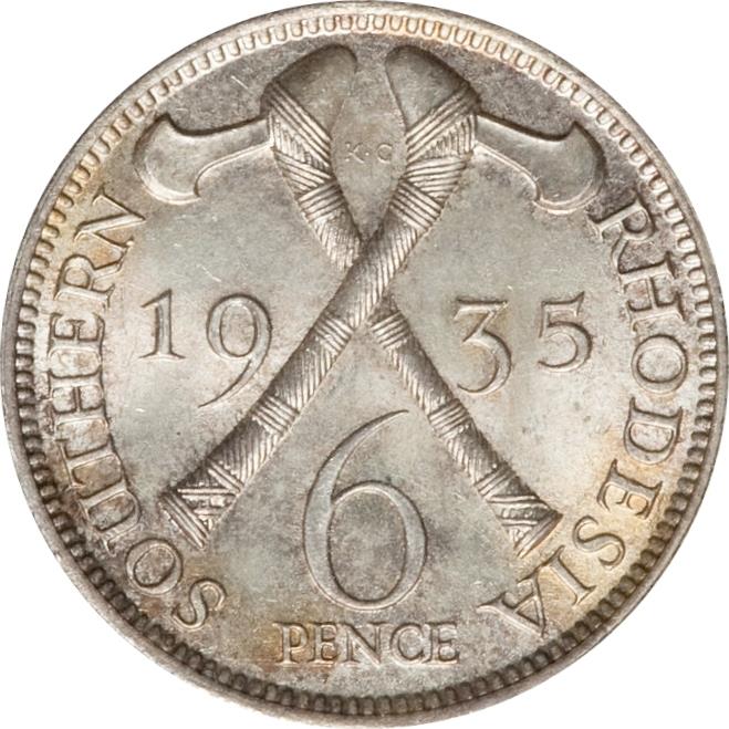 Southern Rhodesia | 6 Pence Coin | George V | Axes | KM:2 | 1932 - 1936