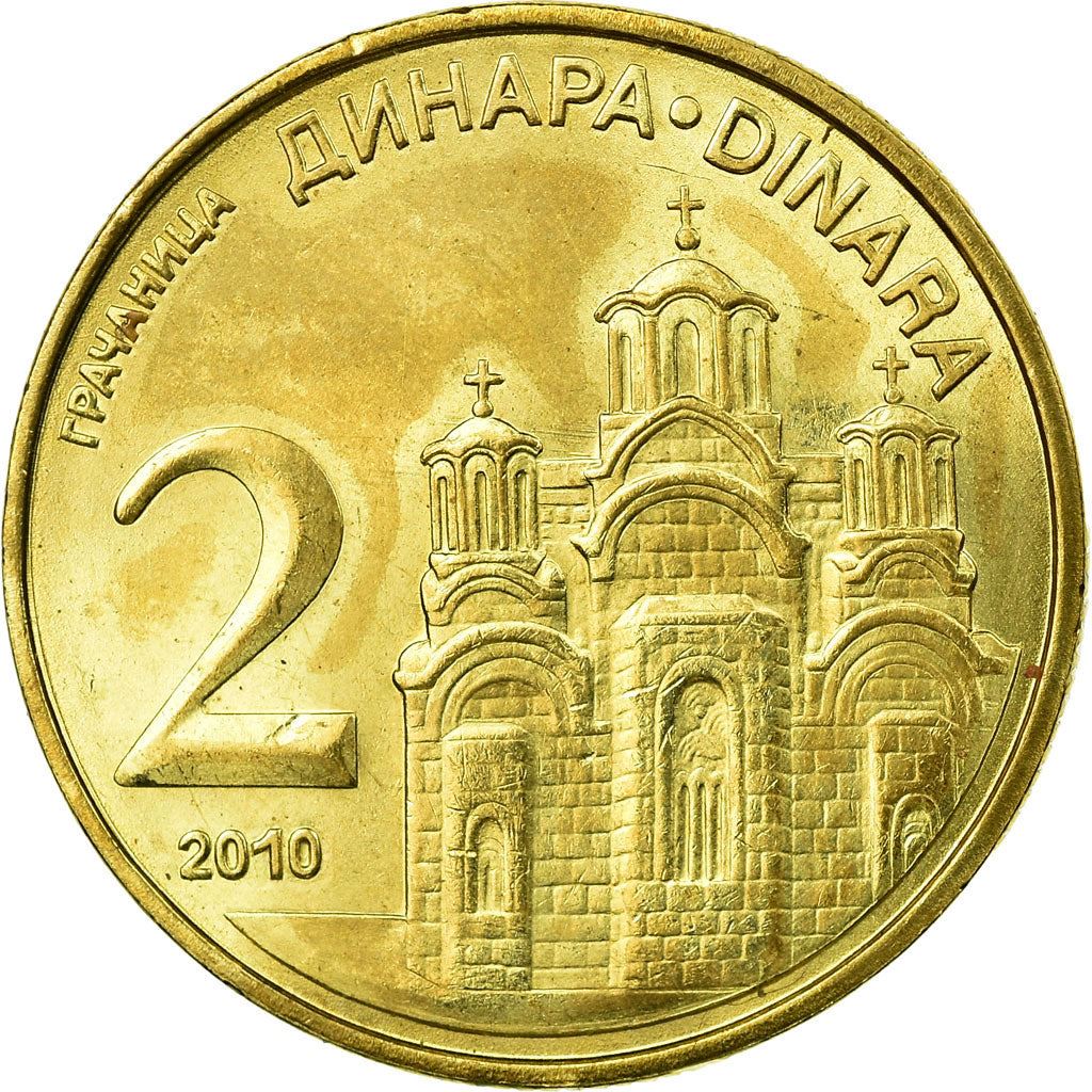 Serbia 2 Dinara Coin | Monastery of Gracanica | KM49 | 2009 - 2011