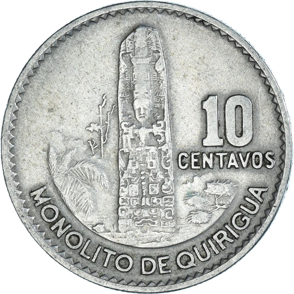 Guatemala | 10 Centavos Coin | Mayan Pillar | Km:267 | 1965 - 1970