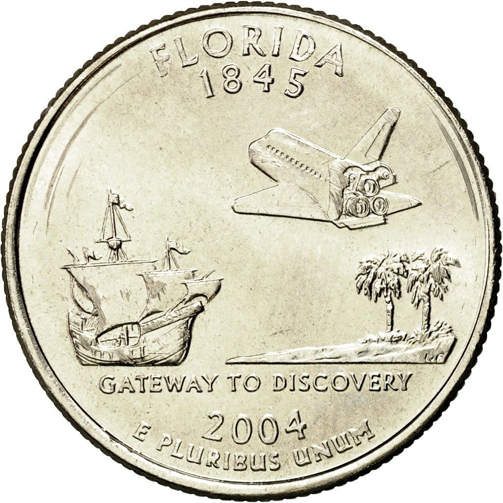 United States | 1/4 Dollar Coin | Florida | Km:356 | 2004