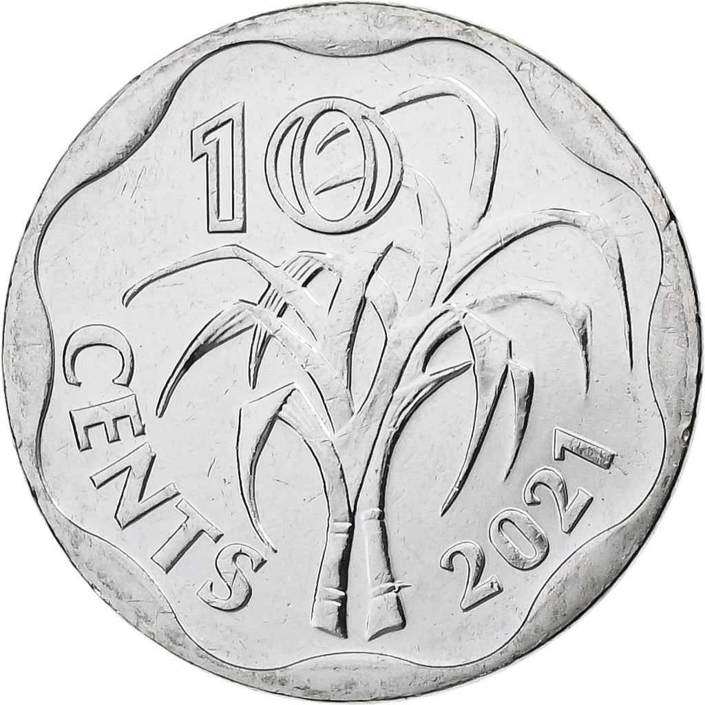 Regno di Eswatini | Moneta da 10 Centesimi | Re Mswati III | Canna da zucchero | Km:69 | 2018 - 2021
