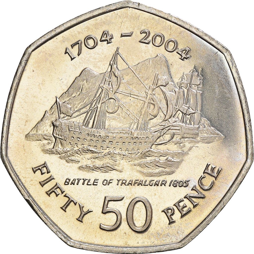Gibraltar | 50 Pence Coin | Ships | Km:1050 | 2004