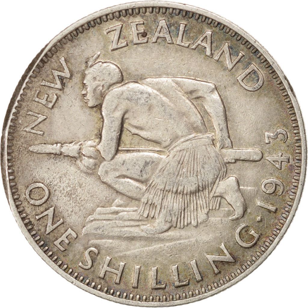 New Zealand | 1 Shilling Coin | George VI | Maori Warrior | Km:9 | 1937 - 1946