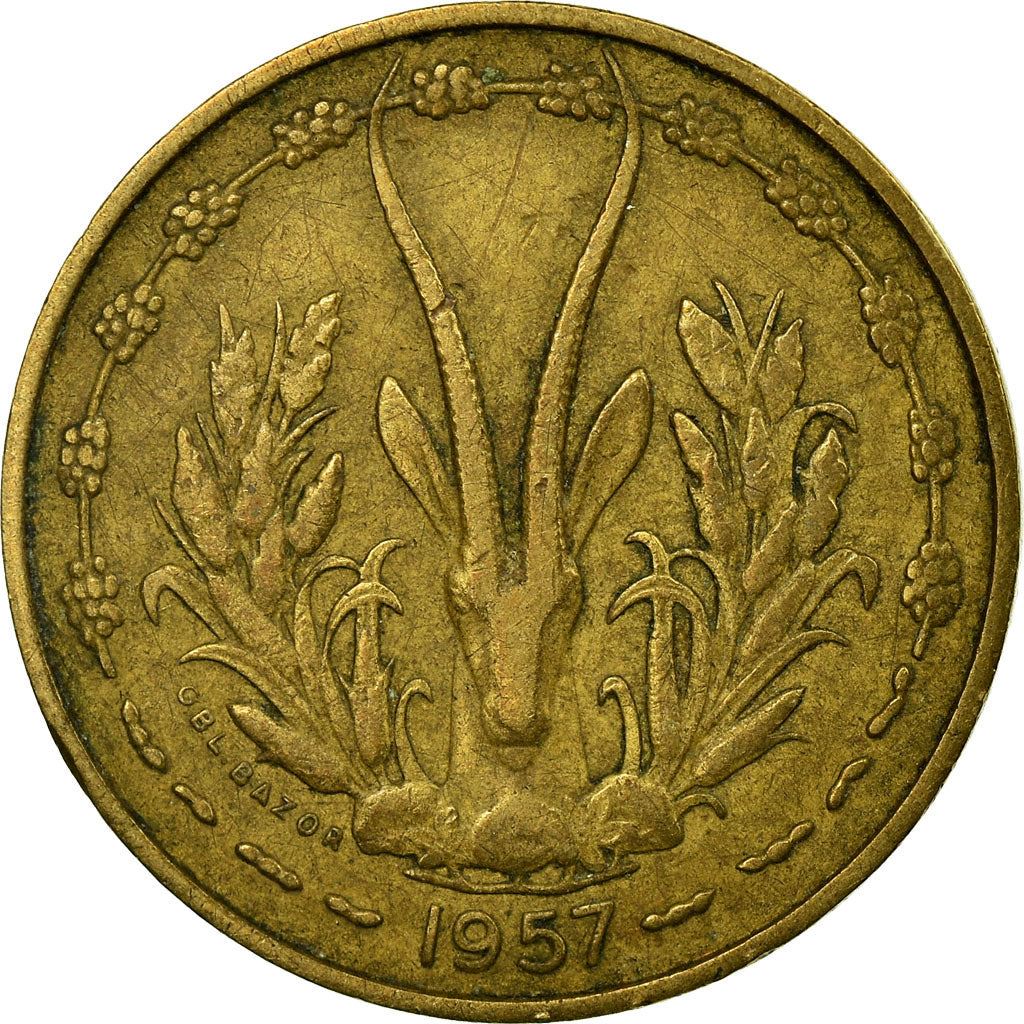 French West Africa | 10 Francs Togo Coin | Sawfish | Gazelle | Maize | Km:8 | 1957