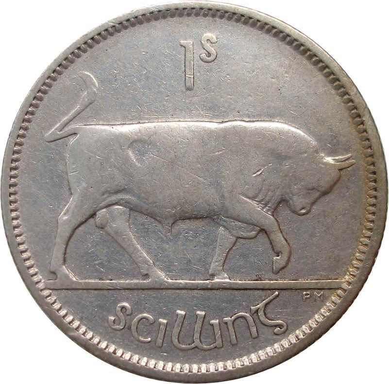 Irish 1 Scilling Coin | Celtic Harp | Bull | KM6 | 1928 - 1937