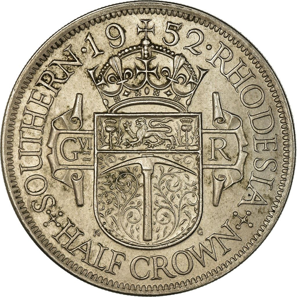 Southern Rhodesia | 1/2 Crown Coin | George VI | Crown | Shield | Pickaxe | Km:24 | 1948 - 1952