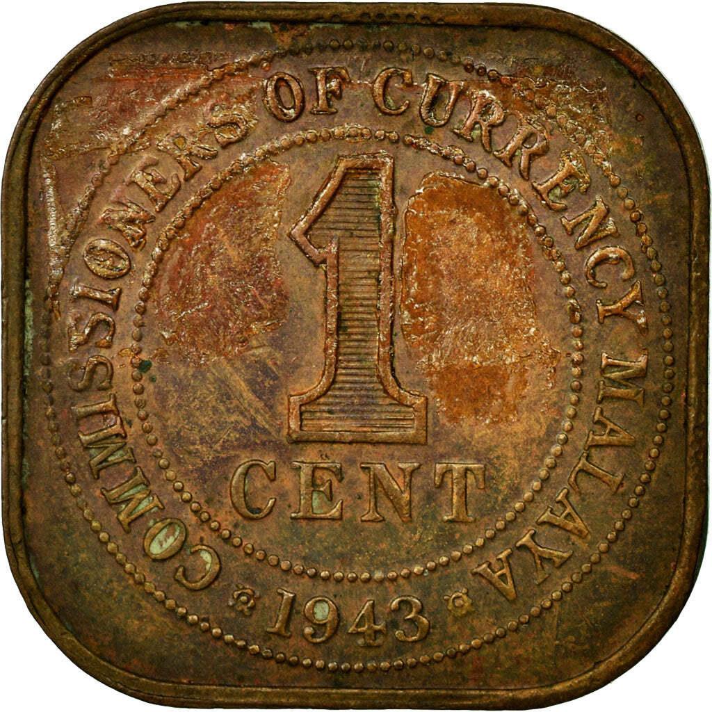 Malaya | 1 Cent Coin | George VI | Small Type | KM:6 | 1943 - 1945