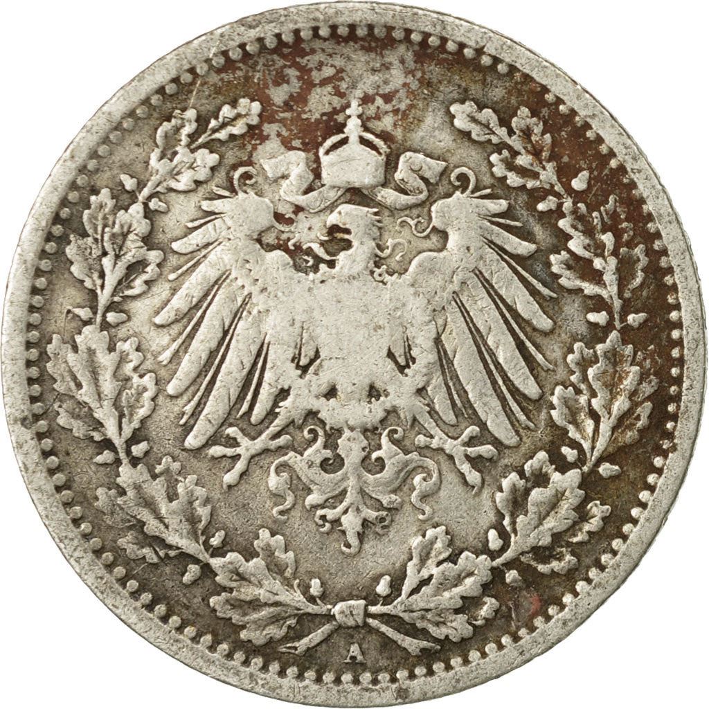 German Empire 1/2 Mark Coin | Deutsches Reich | Wilhelm II | Type 2 | KM17 | 1905 - 1919