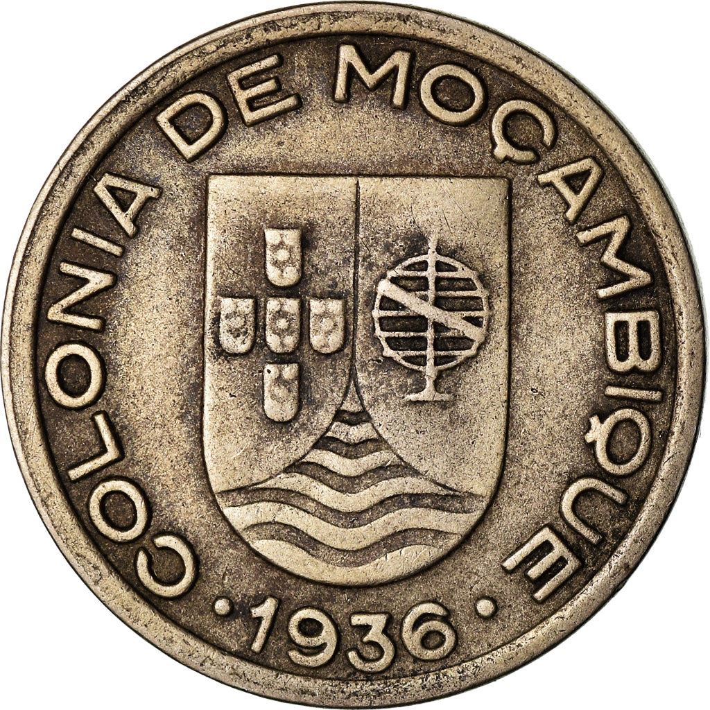 Mozambique | 50 Centavos Coin | Globe | Shield | Km:65 | 1936