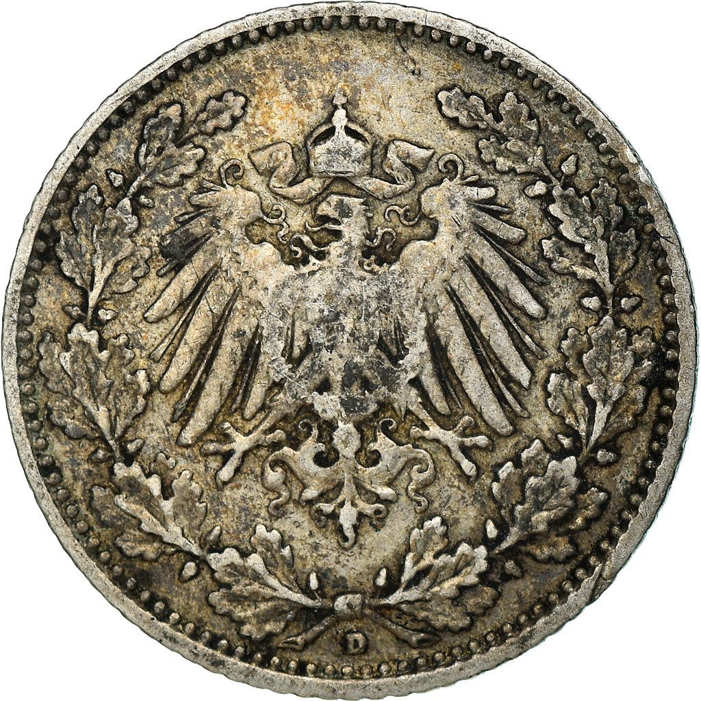 German Empire 1/2 Mark Coin | Deutsches Reich | Wilhelm II | Type 2 | KM17 | 1905 - 1919