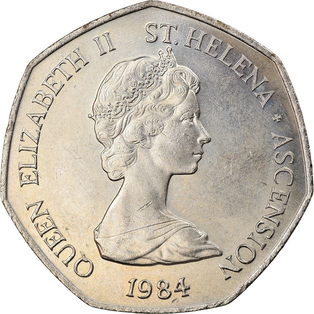 Santa Helena e Ascensão | Moeda de 50 Pence | Isabel II | Tartaruga Verde do Mar | Km:5 | 1984