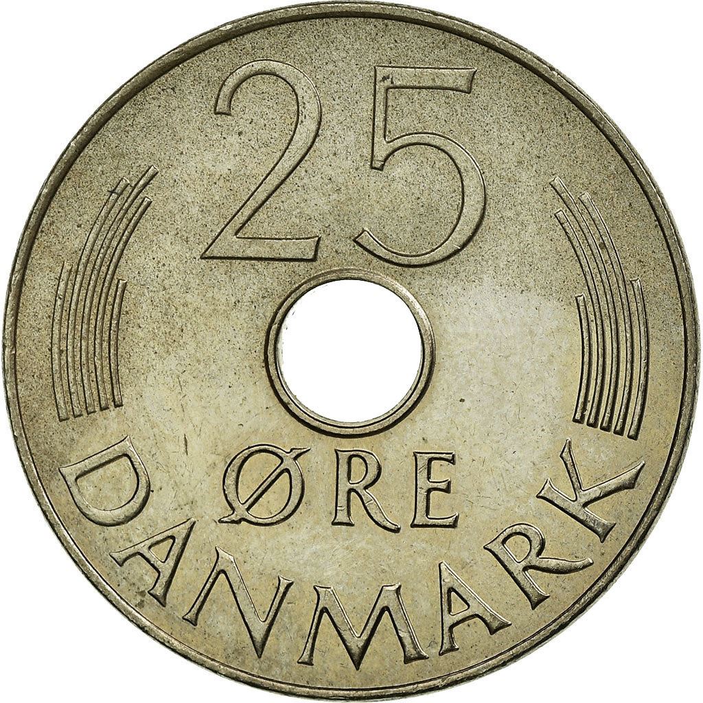 Denmark | 25 Ore Coin | Monogram | Km:861 | 1973 - 1988