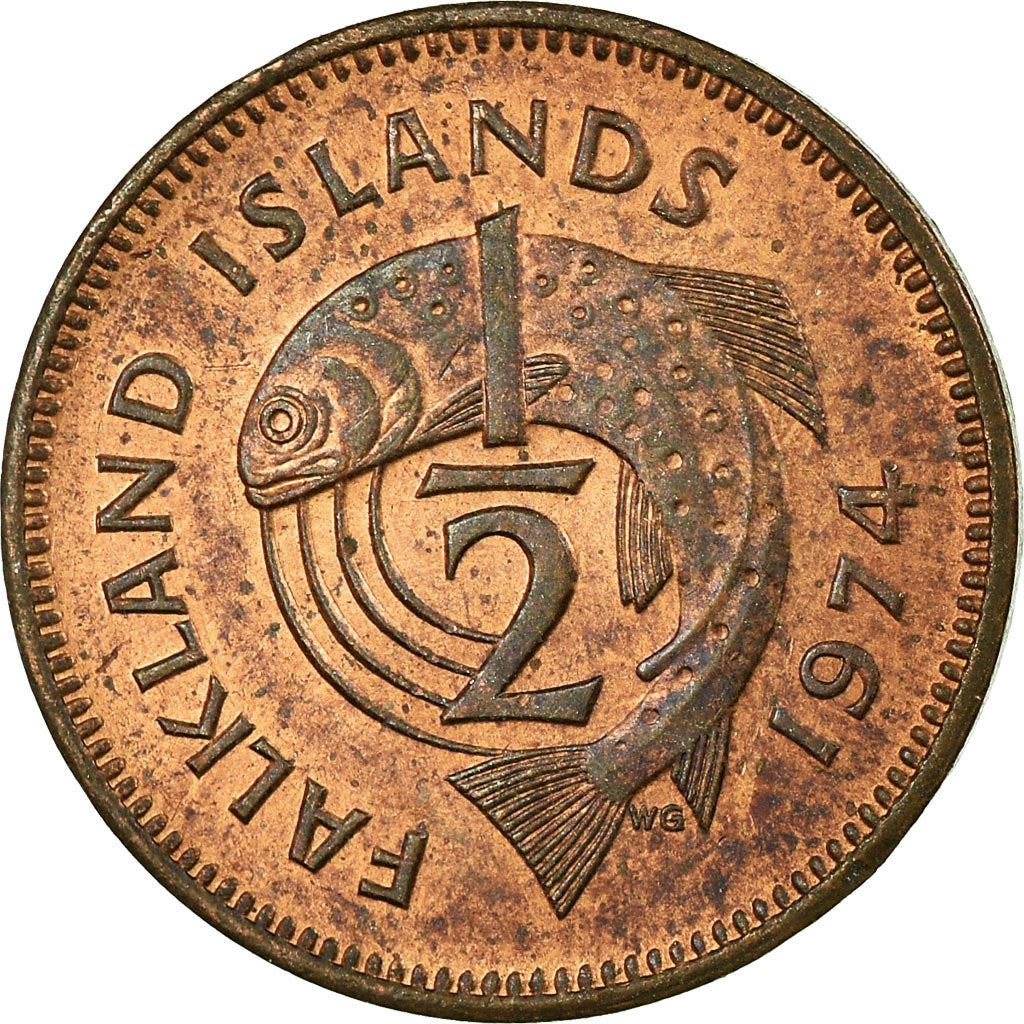 Falkland Islands | 1/2 Penny Coin | Trout | Km:1 | 1974 - 1983
