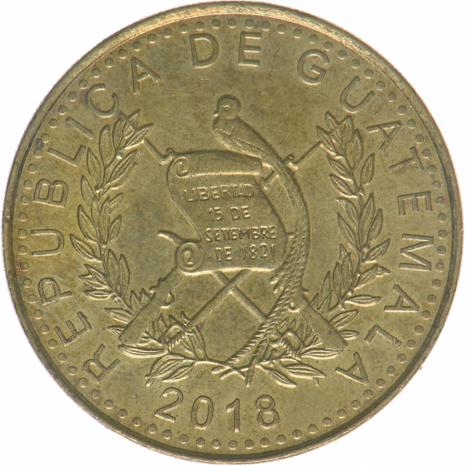 Guatemala | 1 Quetzal Coin | Stylized peace dove | KM:284a | 2013 - 2023