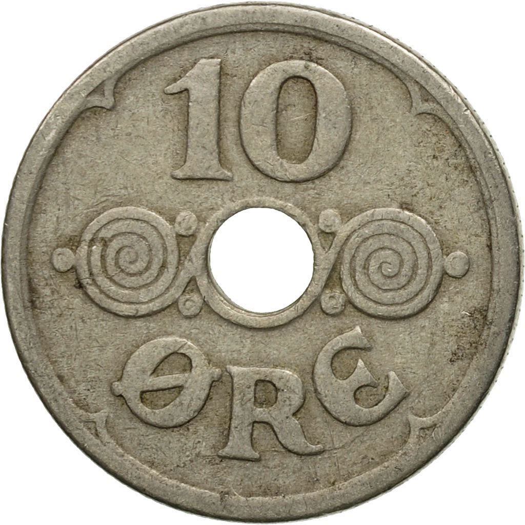 Denmark | 10 Ore Coin | Monogram | Km:822 | 1924 - 1947