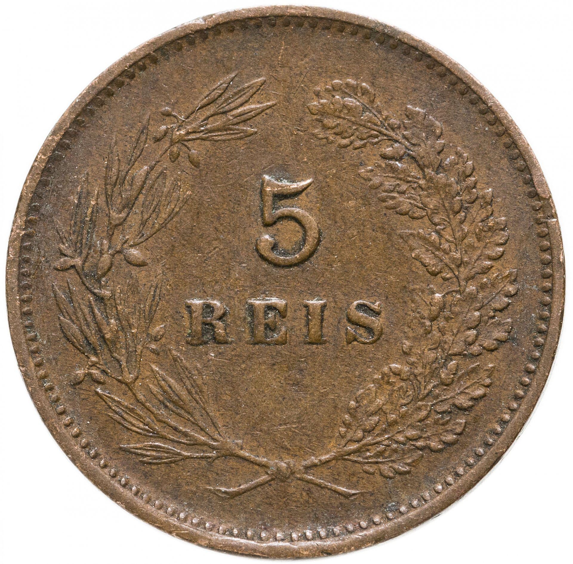البرتغال | عملة 5 ريس | شارل الأول | KM:530 | 1890 - 1906