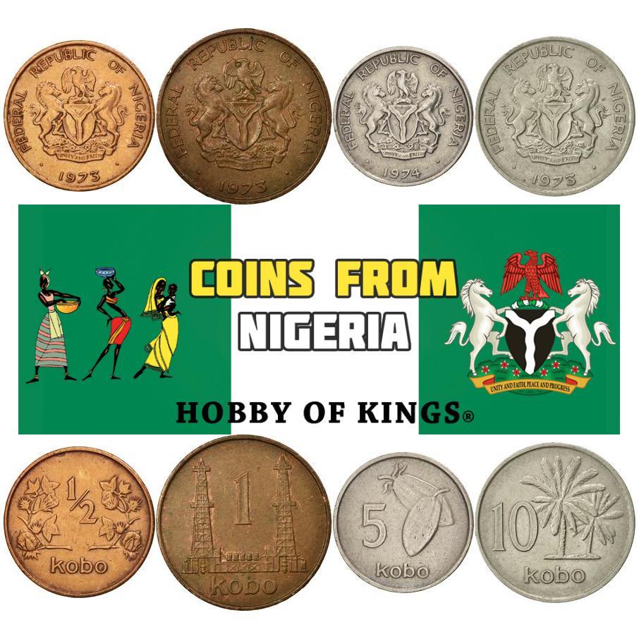 나이지리아 | 4개 동전 세트 | 1/2 1 5 10 코보 | 1973 - 1986년