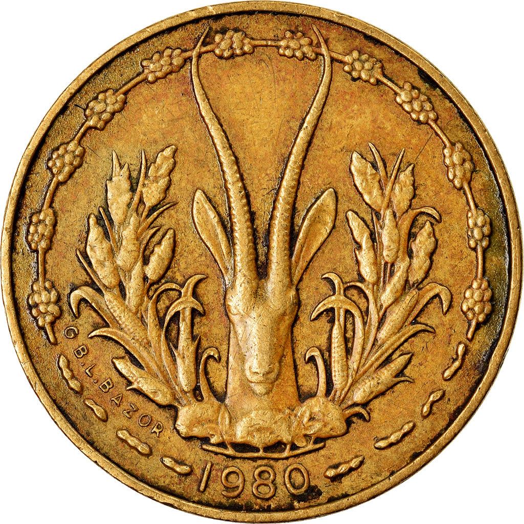 Western African States | 5 Francs Cfa Coin | Emblem of Central Bank | Gazelle | Km:2A | 1965 - 2023