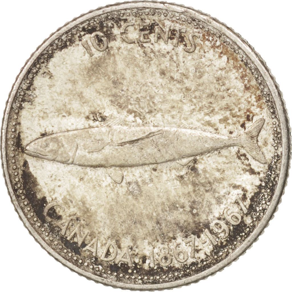 Canada | 10 Cents Coin | Silver | Mackerel | KM:67a | 1967