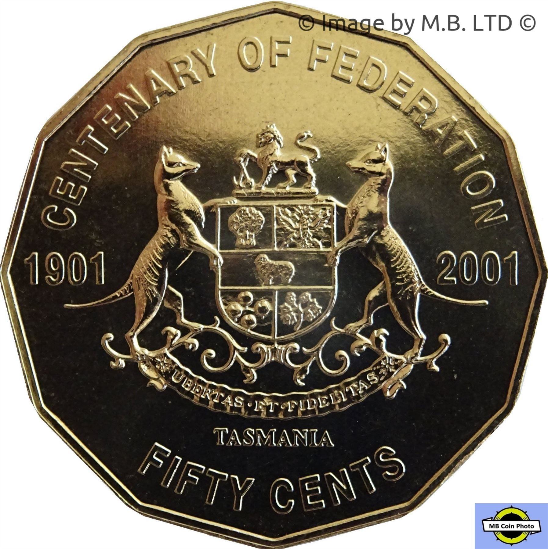 Australia | 50 Cents Coin | Elizabeth II | Federation | Tasmania | KM565 | 2001